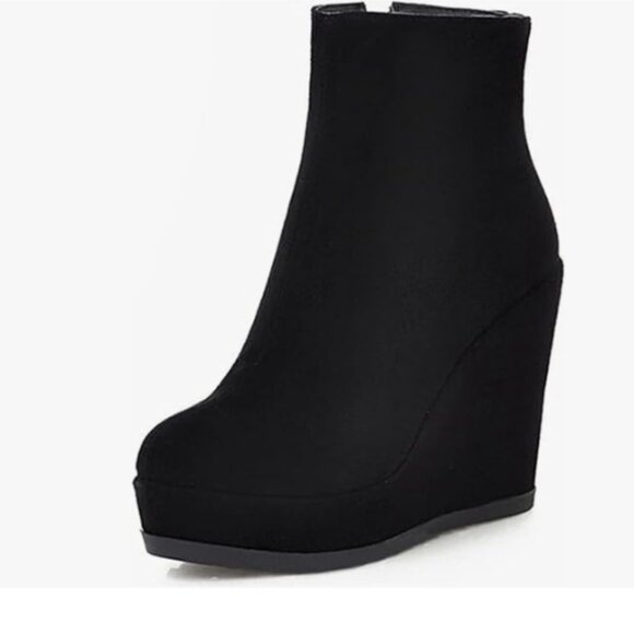 Women's Platform Short Boots, Comfortable Side Zipper Ankle Boots, Stylish Plush Lined Boots
